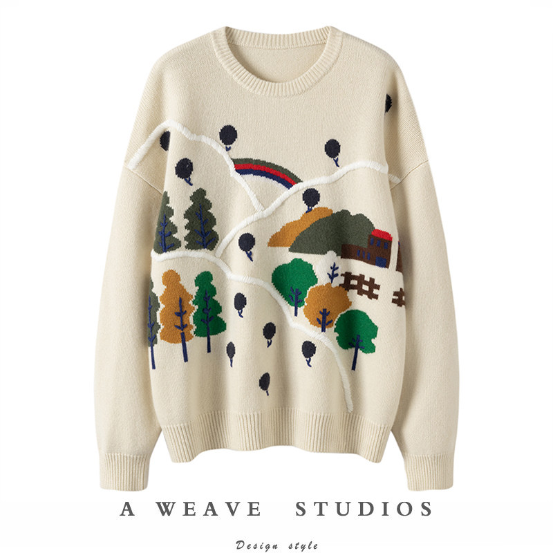 阔版慵懒范~100%山羊绒柔软提花毛衣绣花时尚保暖针织衫女,女装/女士精品,羊绒衫,淘宝优惠券,粉丝福利购,淘宝优惠卷