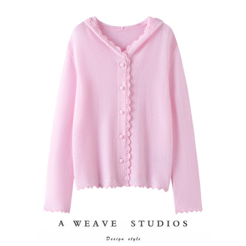 萨琪尼官方正品！100%山羊绒开衫帽衫薄款针织羊绒毛衣软糯打底