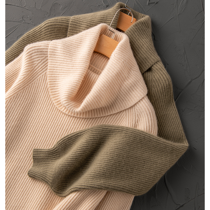 重磅雾面山羊绒慵懒高领针织衫