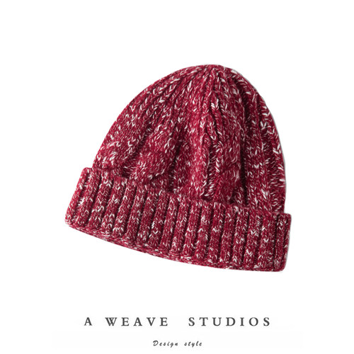 大厚实100%纯羊绒手工针织帽子