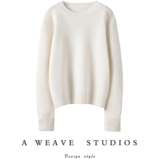 加厚新款 Chao嗲 纯羊绒毛衣女圆领山羊绒衫 气质白色 那一件