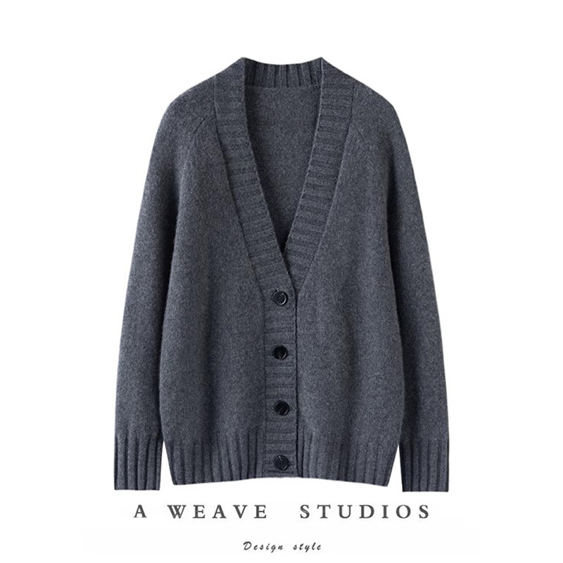 100%纯羊绒针织开衫女加厚