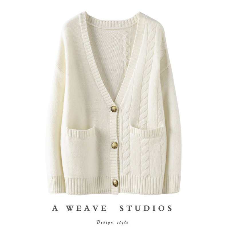 萨琪尼重磅100%纯山羊绒开衫女宽松加厚毛衣慵懒风针织衫外套,女装/女士精品,羊绒衫,淘宝优惠券,粉丝福利购,淘宝优惠卷