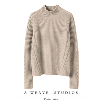 长袖半高领真的羊绒衫