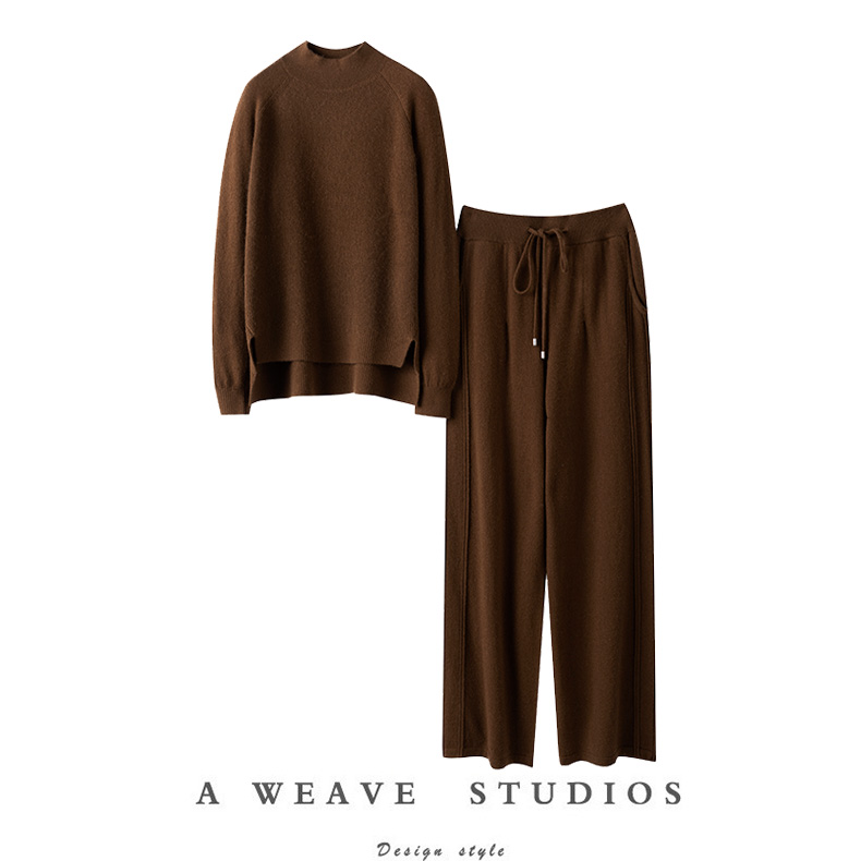 纯羊绒衫阔腿裤上身气质大爆