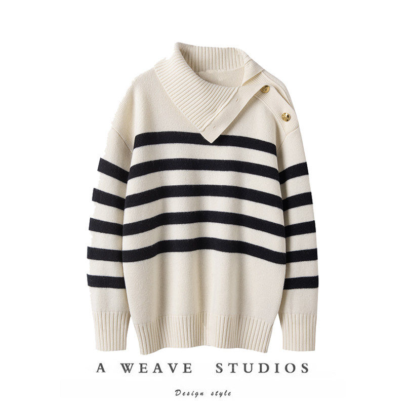 漫不经心的时尚~新品条纹山羊绒毛衣高领慵懒风羊绒针织上衣女,女装/女士精品,羊绒衫,淘宝优惠券,粉丝福利购,淘宝优惠卷
