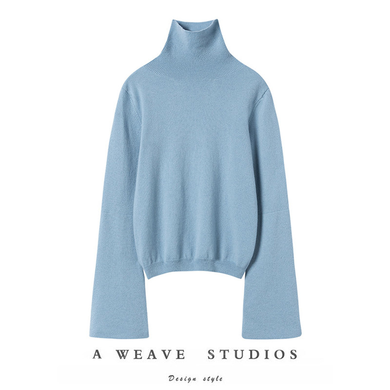 彰显气质~灰蓝色双层大廓袖高领羊绒衫女纯羊绒毛衣套头2025秋冬,女装/女士精品,羊绒衫,淘宝优惠券,粉丝福利购,淘宝优惠卷