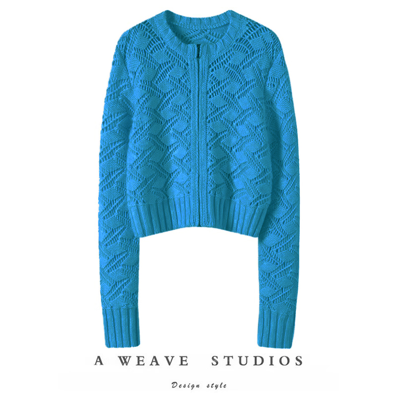 新款重工镂空钩花细腻羊绒拉链式