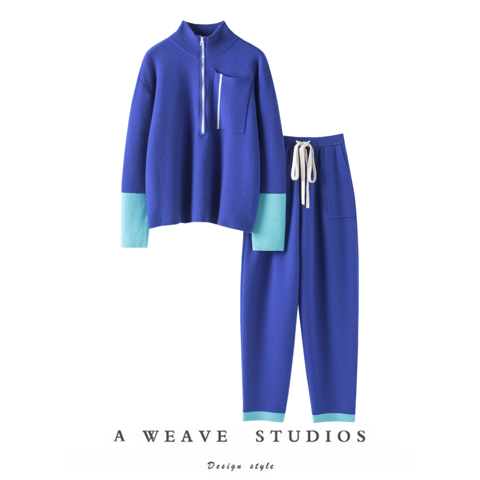 气场颜值担当~加厚100%山羊绒衫女高领纯羊绒毛衣休闲裤子套装