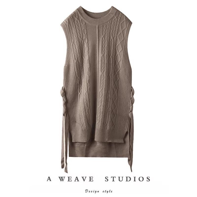 美到飙泪！侧边绑带前短后长绞花羊绒背心女纯羊绒衫毛衣马甲加厚,女装/女士精品,羊绒衫,淘宝优惠券,粉丝福利购,淘宝优惠卷