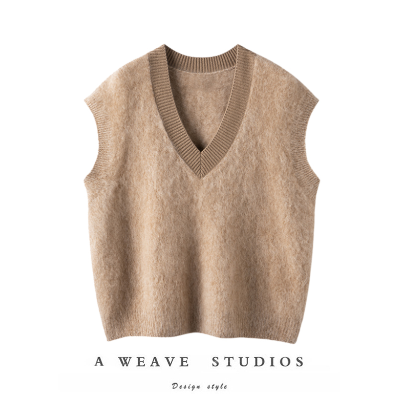 穿出高颜值！100%纯山羊绒拉绒马甲女外穿2025新款秋冬宽松背心