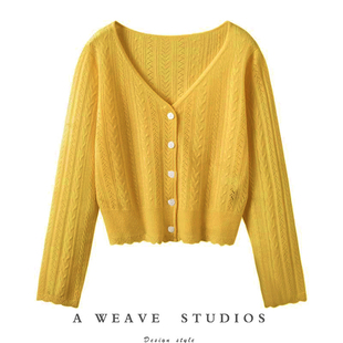 满分好货！秋季新品羊绒开衫女短款V领100%纯山羊绒针织薄款韩版