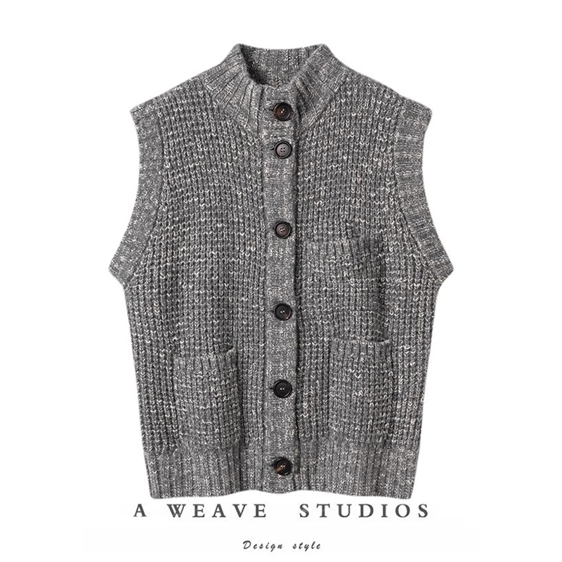 针织马甲背心上衣女开衫