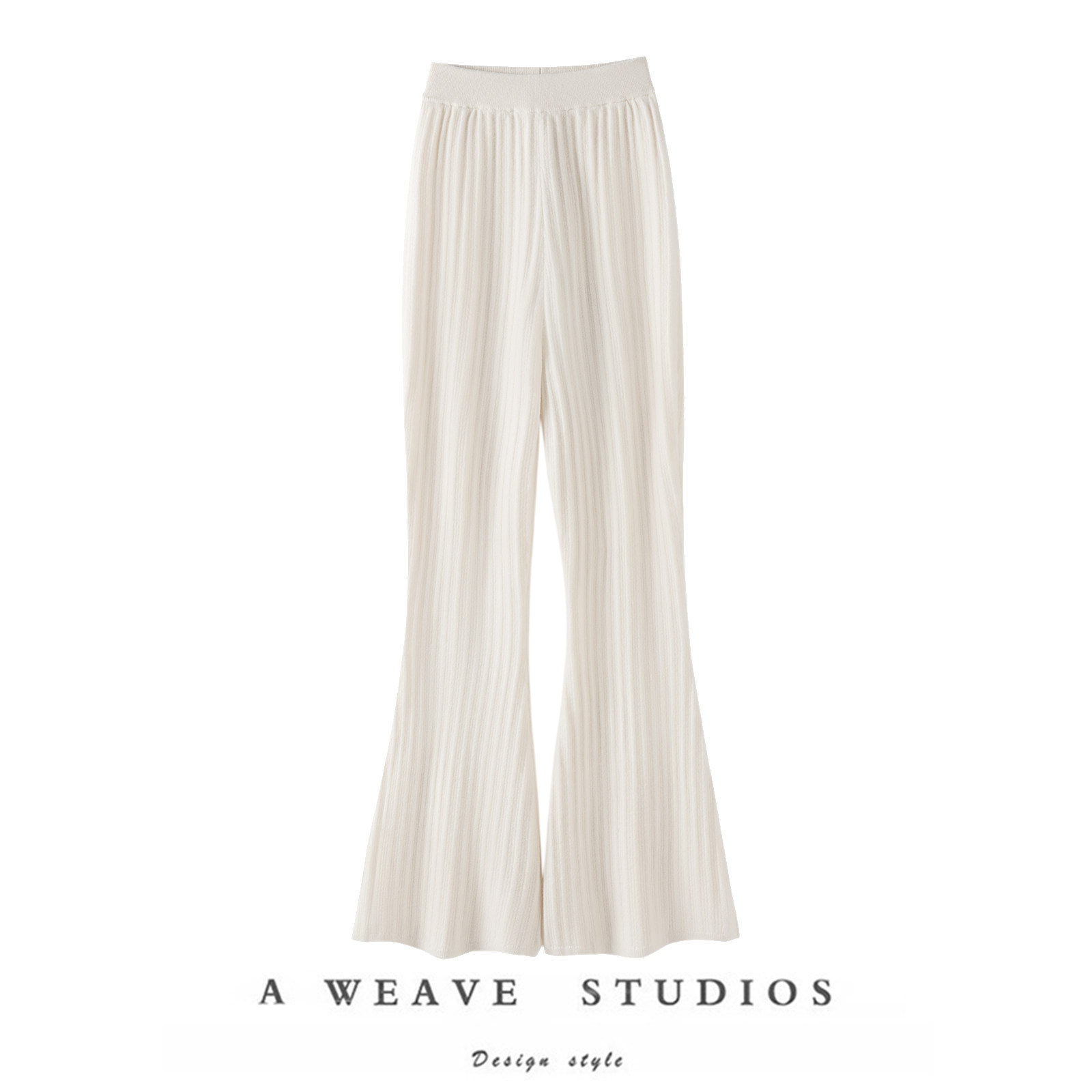 吹爆这裤型！竖条纹羊绒裤子女外穿修身休闲针织微喇叭裤秋冬新款