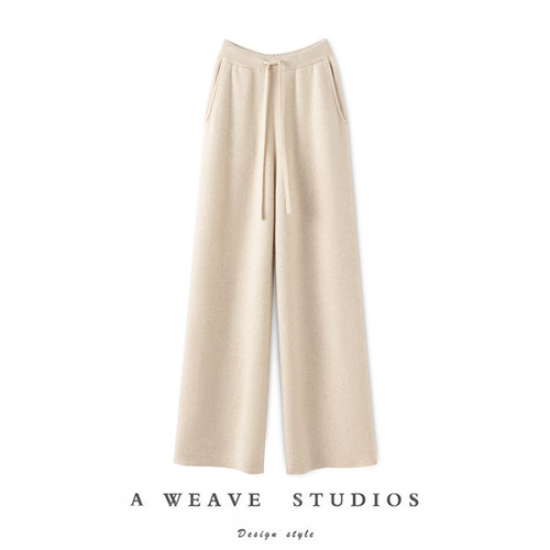 太好穿了升级版 大克重加厚 纯山羊绒裤子女外穿大长腿带兜阔腿裤