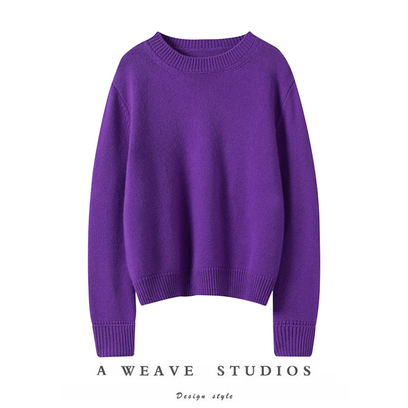 纯羊绒毛衣女圆领加厚新款打底冬