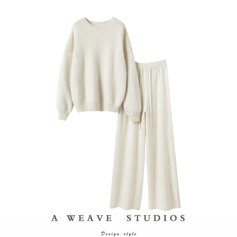 灯笼袖加厚羊绒衫女毛衣阔腿裤