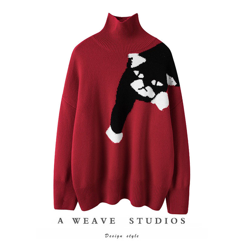 很惊艳真心好看！童趣动物提花绿色高领羊绒衫女纯羊绒毛衣宽松厚,女装/女士精品,羊绒衫,淘宝优惠券,粉丝福利购,淘宝优惠卷