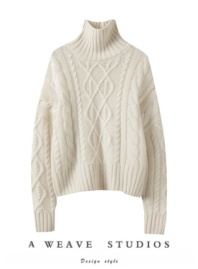 美上身的惊艳~2025新款绞花立体感宽松慵懒针织纯山羊绒毛衣女