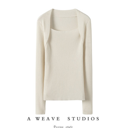 上身气韵十足~显瘦方领坑条羊绒衫女圆领毛衣针织打底衫SS2239