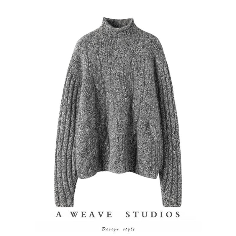 女半高领加厚时尚宽松打底针织