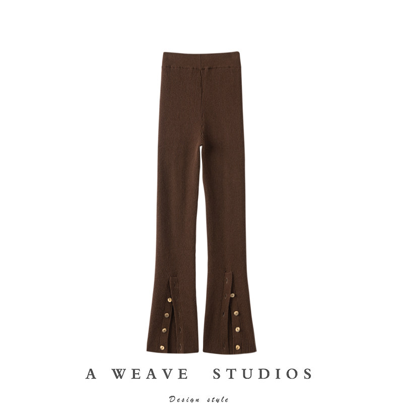 高颜值爱了！后排扣修身坑条羊绒裤子女外穿显瘦百搭针织裤子秋冬,女装/女士精品,休闲裤,淘宝优惠券,粉丝福利购,淘宝优惠卷