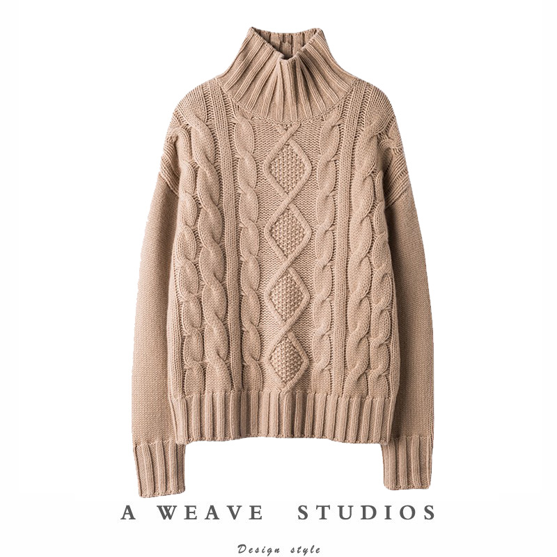 半高领女纯山羊绒加厚宽松秋冬