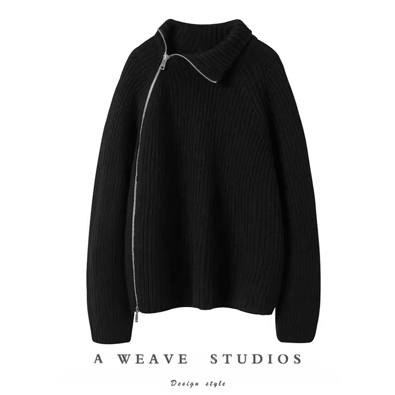 搭配万JIN油~男女同款侧拉链100%纯山羊绒针织开衫25秋冬新品