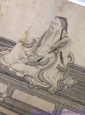 李公麟维摩演教图白描人物画芯古代人物国画古画真迹高清复制绢本