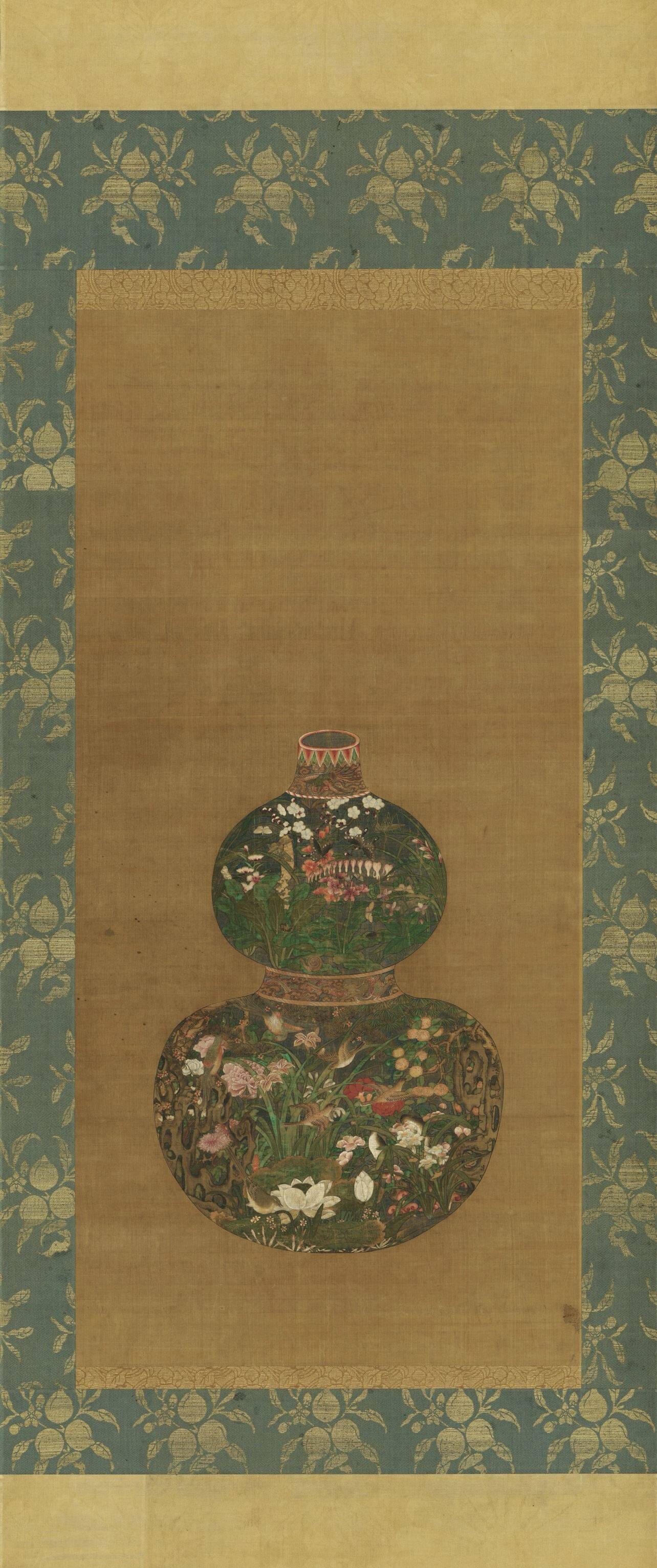 元代陈琳葫芦花瓶图名家重彩工笔花鸟画高清微喷复制临摹学习画稿