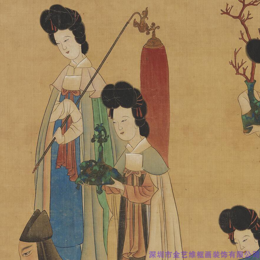 明代 陈洪绶仕女图 古代名家工笔人物画高清绢布微喷装饰画