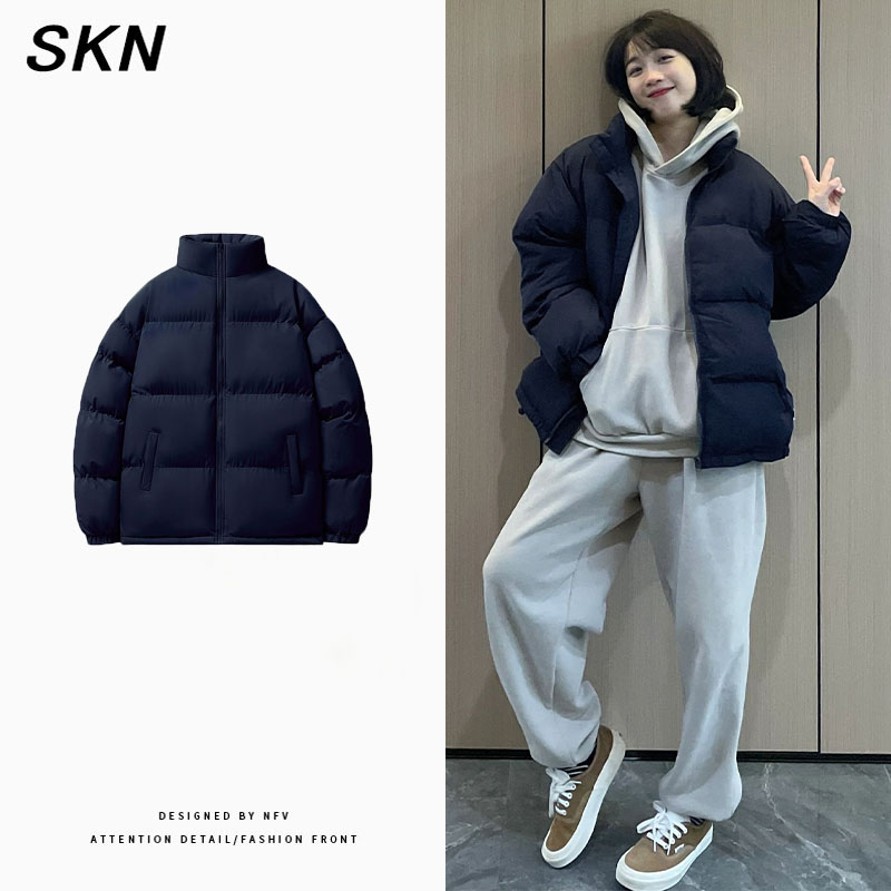 秋冬季ins韩系高级感黑色面包服女款oversize港味慵懒风拉链外套