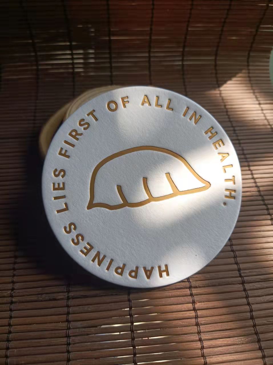 加厚杯垫2毫米杯垫烫凹金色