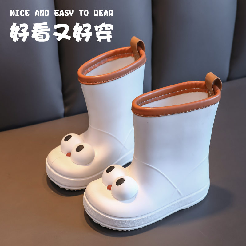 可爱大眼儿童雨鞋2025新款幼儿园中大童男女宝宝防水防滑厚底雨靴