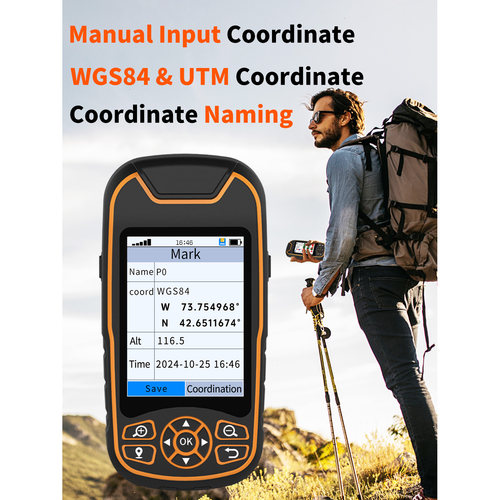 英文GPS Handheld Navigator, Portable Hiking GPS for Outdoor,