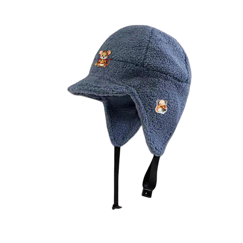 法式Maison Hysan小狐狸12生肖系列羊羔毛针织毛线帽男女时尚时尚