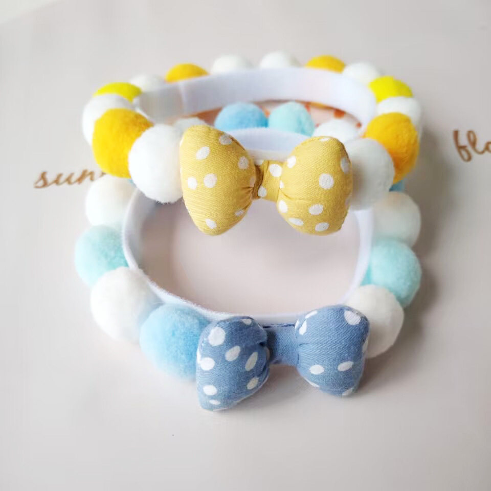 韩国ins宠物蝴蝶结项圈猫咪公主小狗宠物狗犬猫咪卡通毛球球项圈