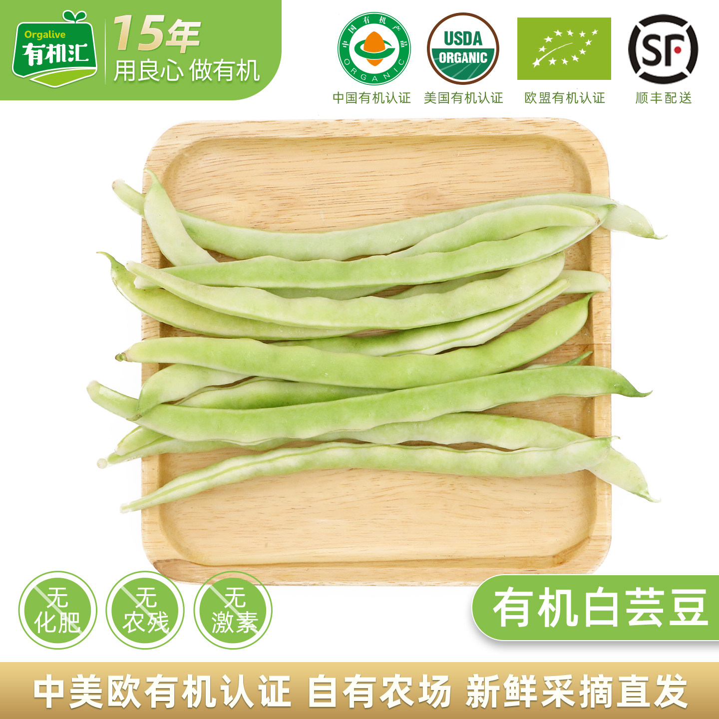 有机汇有机白芸豆 山东新鲜蔬菜无农残豆角现摘现发有机认证