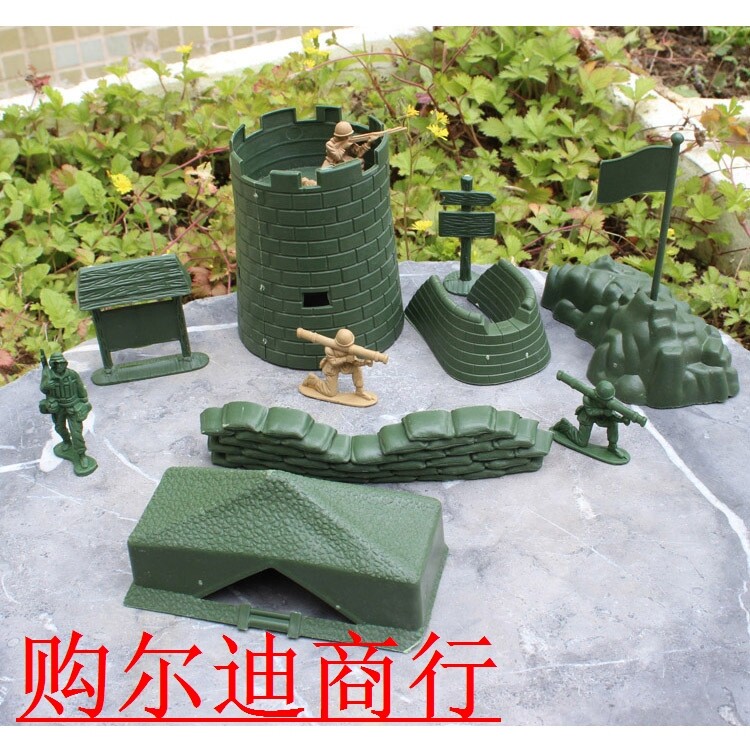 大炮楼帐篷7件儿童沙袋警察基地模型心理沙盘配件碉堡炮楼小兵人