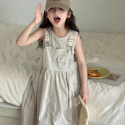 小红鱼背带裙套装2026夏季亲子装速干背心儿童连衣裙薄款两件套潮