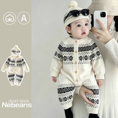 （含帽子）nebeans秋冬潮款婴儿连身衣外出服套装男女宝哈衣爬服
