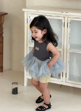 【夏装新品包邮】儿童衣服2026款韩版童装女童背心网纱裙短裤套装