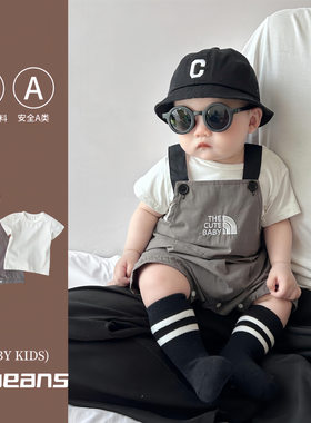 0-2岁潮款婴幼儿背带裤连体哈衣 CUTE BABY男女宝宝夏天棉质衣服