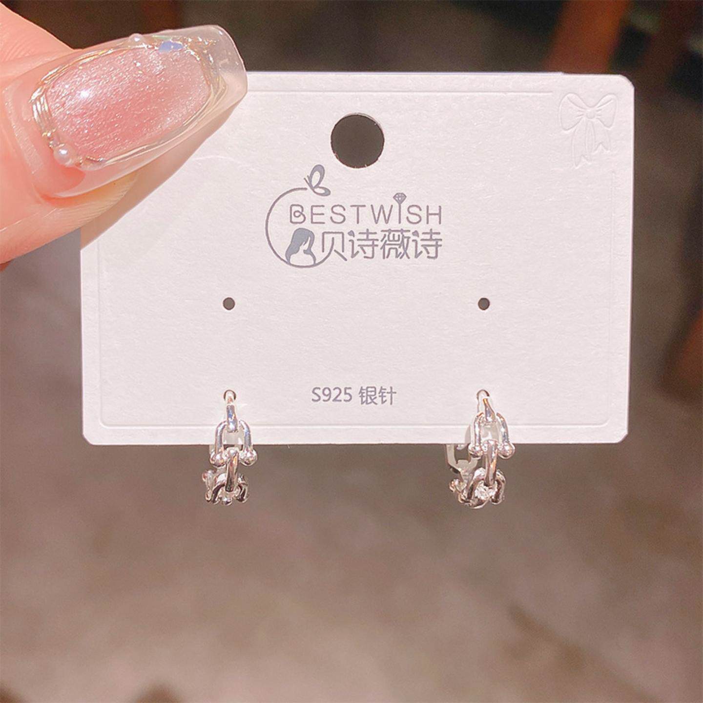 欧美简约个性耳环女S925银针