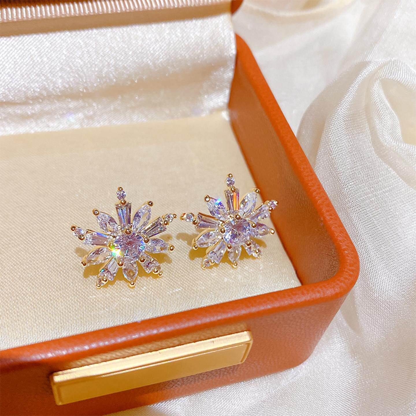2026新品银针精致花朵雪花个性小