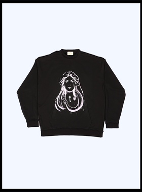 BrokenSword 欧美街头复古精梳棉反车线毛须圆领口袋卫衣男女同款