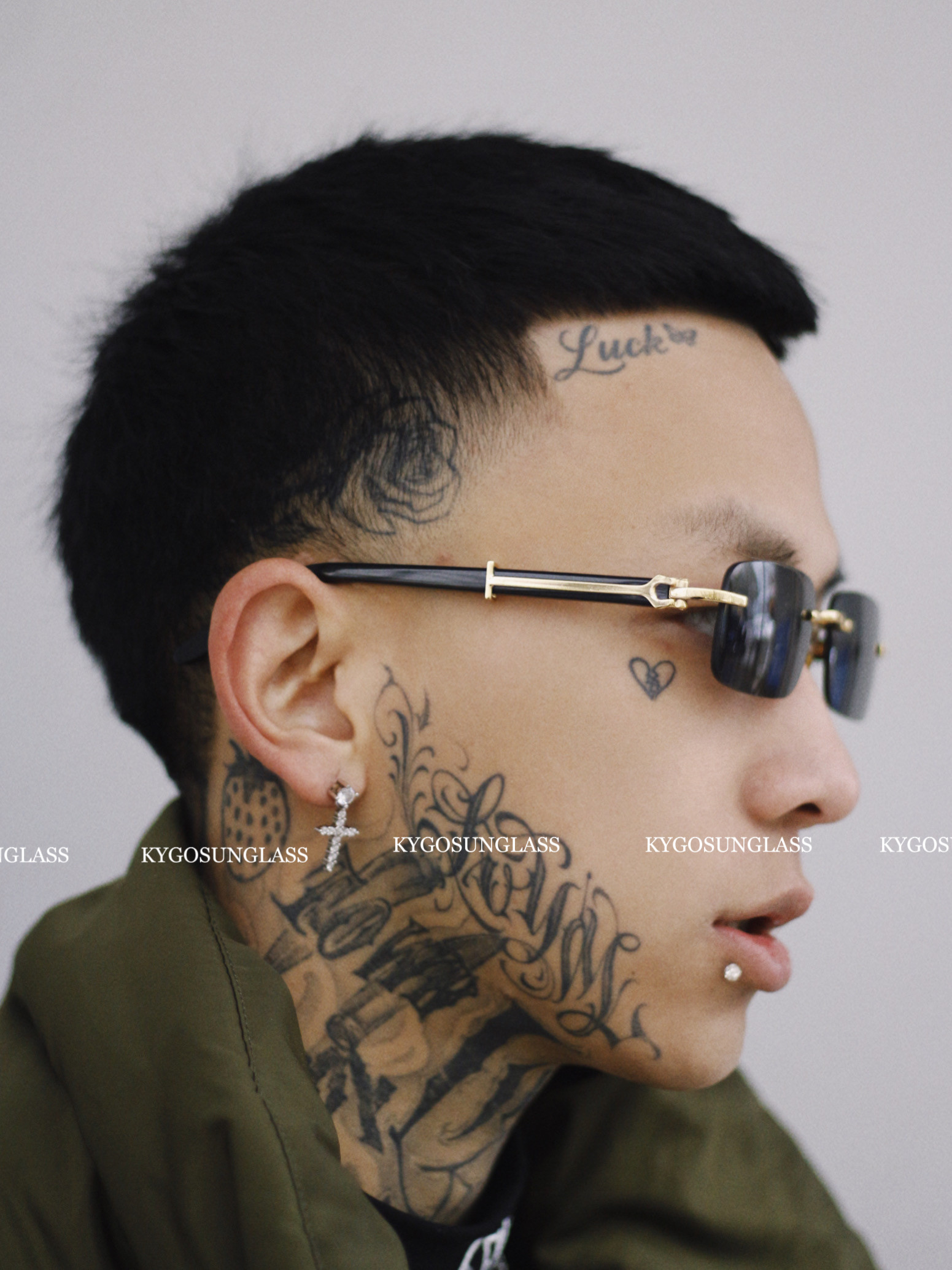 kygosunglass 欧美嘻哈hiphop说唱美式无框平光板材眼镜可配近视