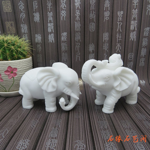 石雕大象一对小象镇宅