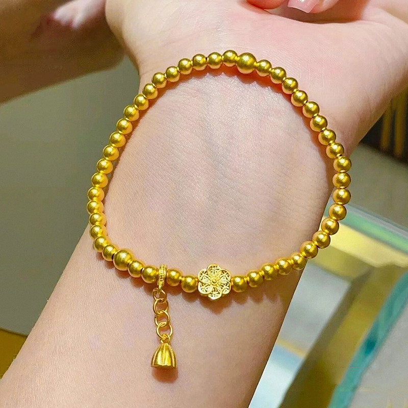 古法传承999足金六相花手链新款5G黄金转运珠莲蓬手串24K纯金手环