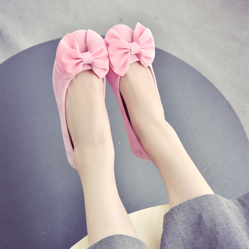 甜美小单鞋女2019春秋季新款蝴蝶结简约平底休闲糖果色公主豆豆鞋|ruв категории Женская обувь, низкий чистка - от Buy2taobao.com для оказания профессиональной услуги покупки агента Taobao